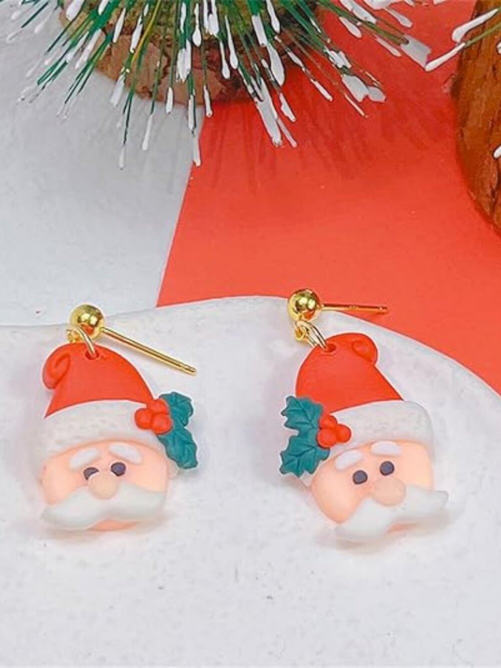 Christmas Earrings for Women Unique Handmade Clay Gingerbread Pendent Earrings C